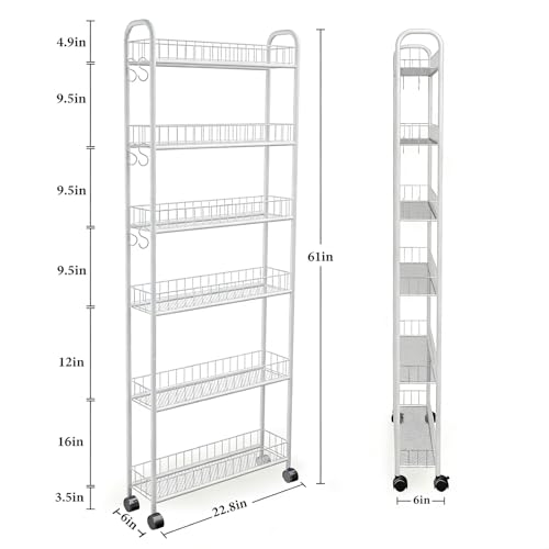 Slim Rolling Storage Cart with Wheels