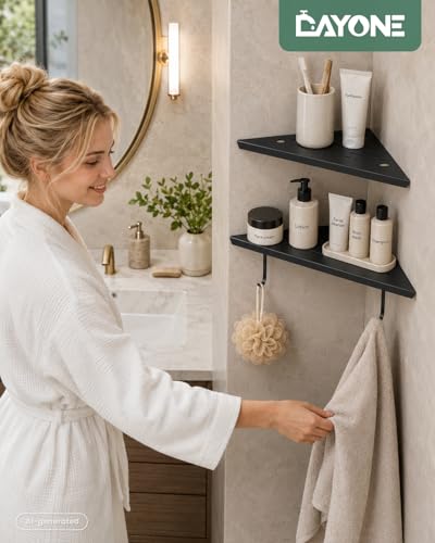 Bathroom Corner Shower Shelf 2 Pack 12" Matte Black