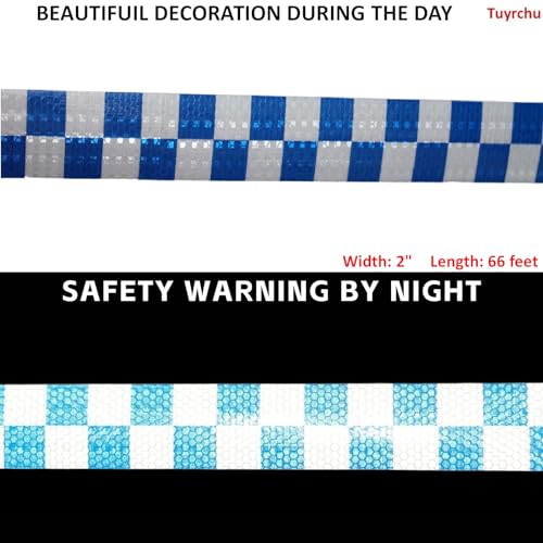 Industrial Reflective Tape Blue and White 2 inch Wide