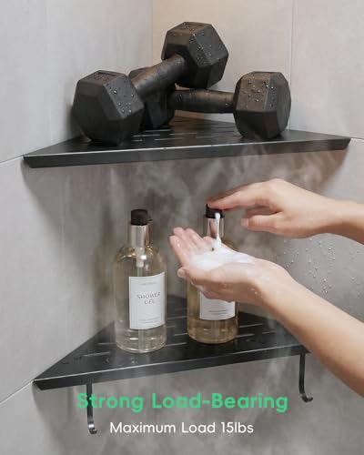 Bathroom Corner Shower Shelf 2 Pack 12" Matte Black