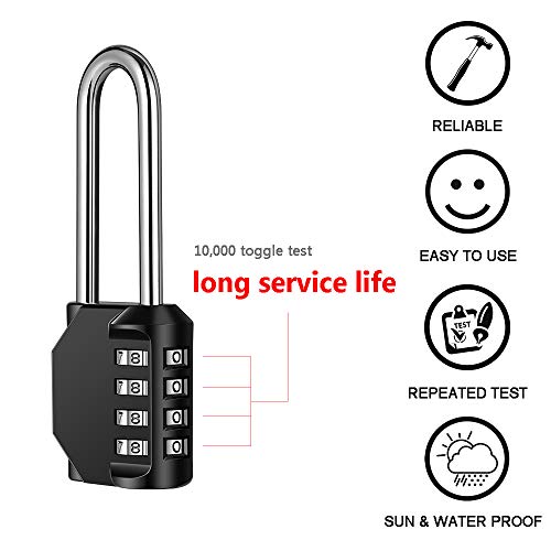 2 Pack disecu 2.6 Inch Long Shackle Combination Lock (2 Count)