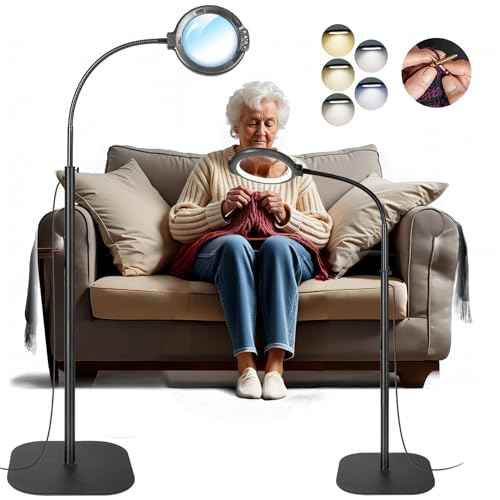 12X Large Magnifying Glass with Light and Floor Stand