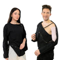 Dialysis Unisex Post Surgery & Rehab Dual Access Crew Neck Snap Shirt Full Sleeve