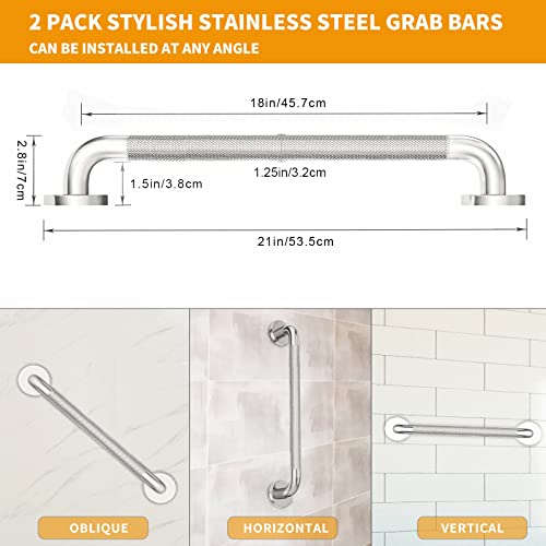 2 Pack 18 inch Shower Grab Bar with Knurled Anti