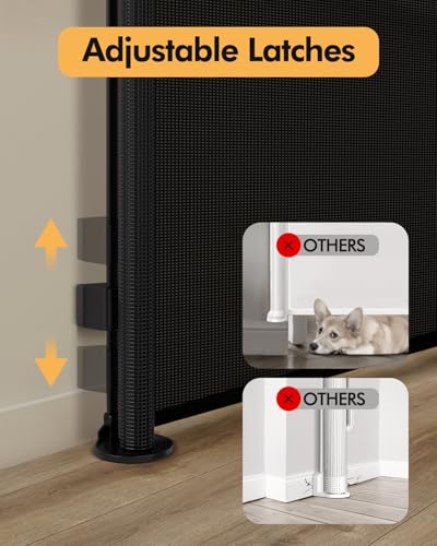 2 Pack) Retractable Baby Gate for Stairs & Doorways,55" Wide x 33.6" Tall Easy Installation Mesh Dog Gate for Indoor & Outdoor Use,Pet and Dog Safety Gate for Hallways(Black) (2 Count)