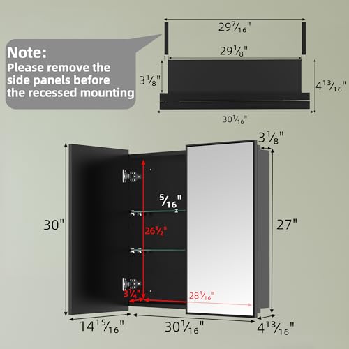 30 x 30 Inch Framed Medicine Cabinet Mirror