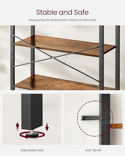 6 Tier Bookshelf with Steel Frame