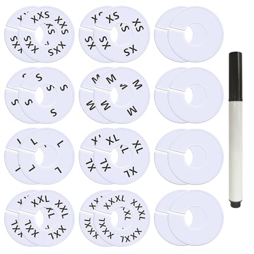 25 Pcs Clothing Rack Size Dividers Round White Plastic Size Markers for Clothing Rack Pre (25 Count)