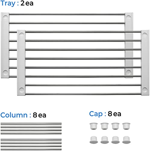 Set of 2 Stackable Cabinet Organizer Shelf 15.7 x 7.8 x 6.1 White (2 Count)