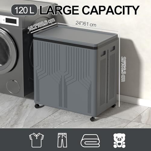 120L 2 Section Laundry Hamper