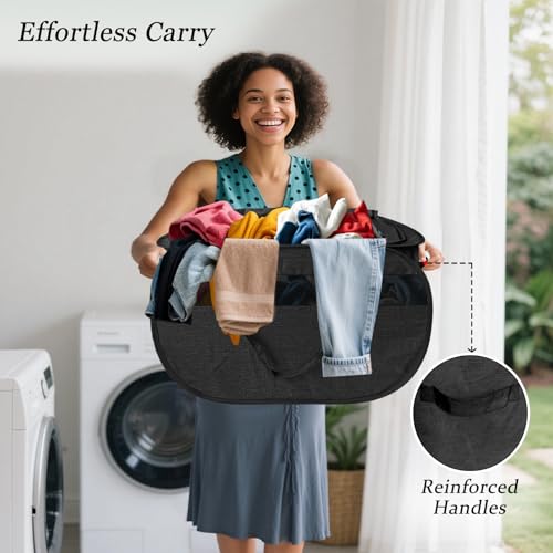 100L Extra Large Mesh Pop Up Laundry Hamper with Lid & Handles 2 Pack