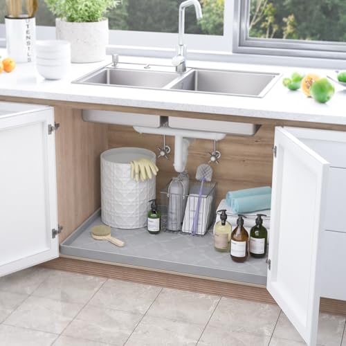 Waterproof Under Sink Mat 37" x 22" Silicone Mat Cabinet Protector