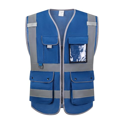 8 Pockets High Visibility Class 2 Reflective Safety Vest for Men & Women Meets ANSI Standards