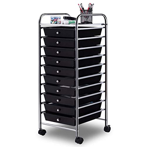 10 Drawer Rolling Storage Cart Scrapbook Paper Office School Organizer