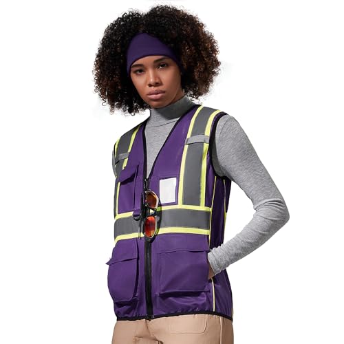 Purple high visibility vest