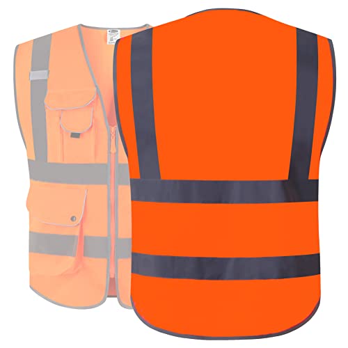 Safety Vest for Men Women Reflective Hi Vis JK150 Orange 2XL