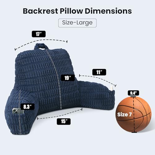 Large Reading Pillow for Sitting Up with Arms