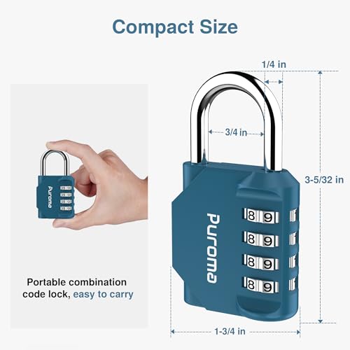2 Combination Lock Locker 4 Digits Combo Padlock Gym Peacock Blue (2 Count)