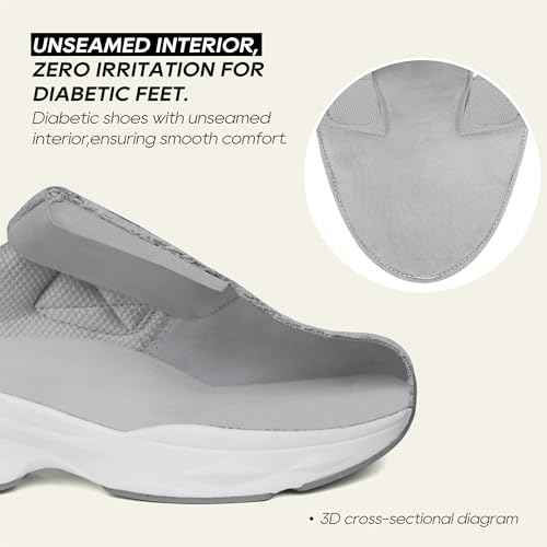Women Diabetic Shoes with Adjustable Closure Orthopedic Walking Shoes for Edema Plantar Fasciitis Bunions Arthritis Swollen Feet