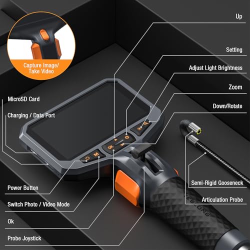 Articulating Borescope for Mechanic Automotive HVAC Wall Inspection