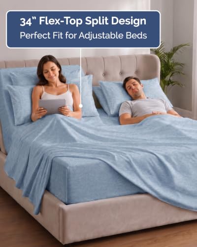 Extra Deep Flex Top Split Head King Sheet Set