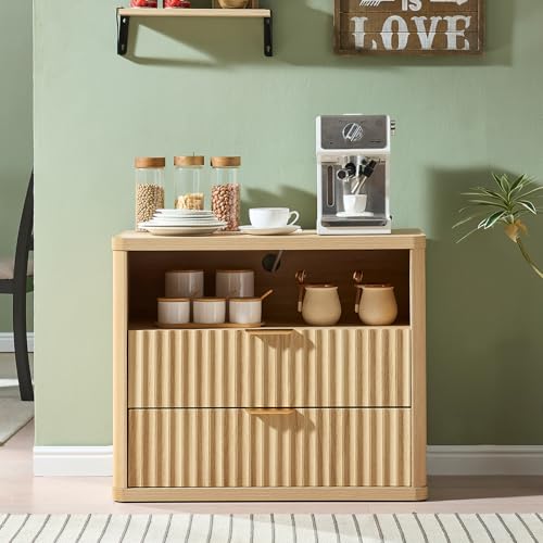 31" Wide Fluted Nightstand Set of 2 with Charging Station (2 Count)