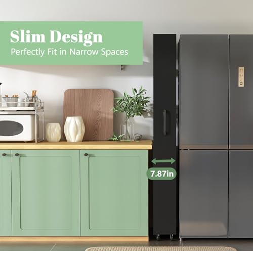 7 Tier Slim Rolling Pantry Storage Cart