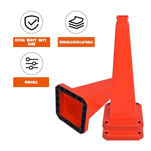 6 Pack 36 Inch Solid Orange Traffic Cone