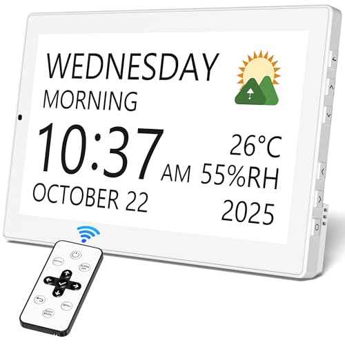 10.1" Large Digital Calendar Clock for Seniors with Date & Day