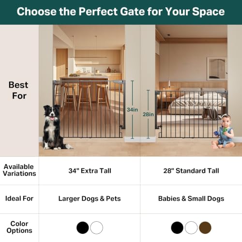 34" Extra Tall No Bottom Bar Baby Gate for Stairs