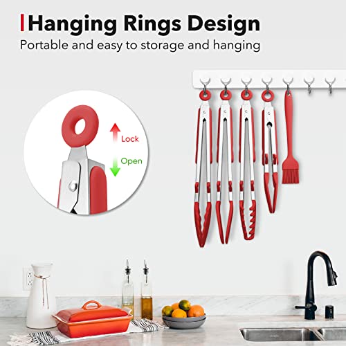 5 Pack Kitchen Tongs for Cooking with Silicone Tip