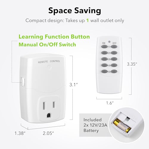Mini Wireless Remote Control Outlet Switch Power Plug in for Household Appliances