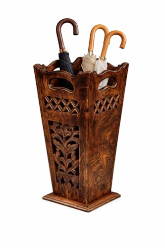 Antique Wooden Umbrella Stand & Walking Cane Holder for Home