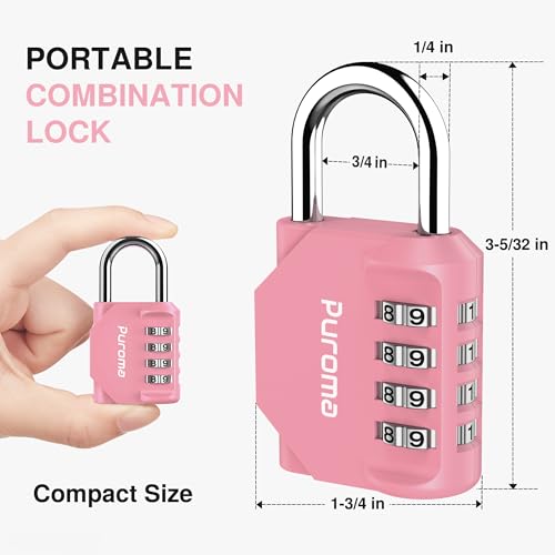 4 Pack Combination Lock Locker 4 Digits Combo Padlock Gym 4 Color (4 Count)