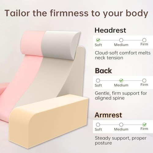 19" Reading Pillow for Bed with Firm Back Support & Big Pockets