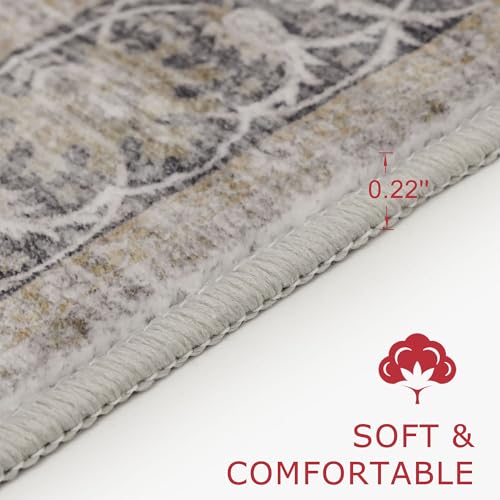 Washable Area Rug 5x7 Living Room Grey