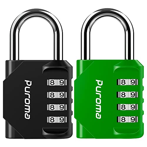 2 Combination Lock Locker 4 Digits Combo Padlock Gym Green & Black