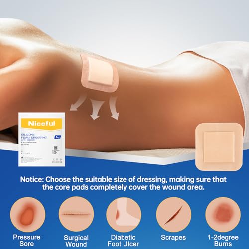 Silicone Foam Dressing 4"x4" 10 PCS Waterproof Bandages for Wound (10 Count)