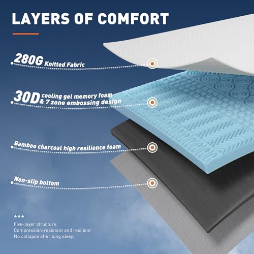 4 Inch Extra Firm 7 Zone Gel Memory Foam King Mattress Topper