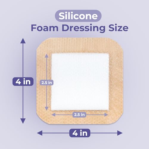 Silicone Foam Dressings with Border High Absorbency 4"x4" (10 Count)