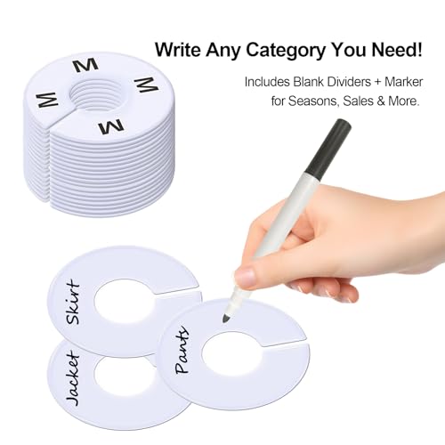 13 Pcs Clothing Rack Size Dividers Round White Plastic Size Markers for Clothing Rack Pre (13 Count)