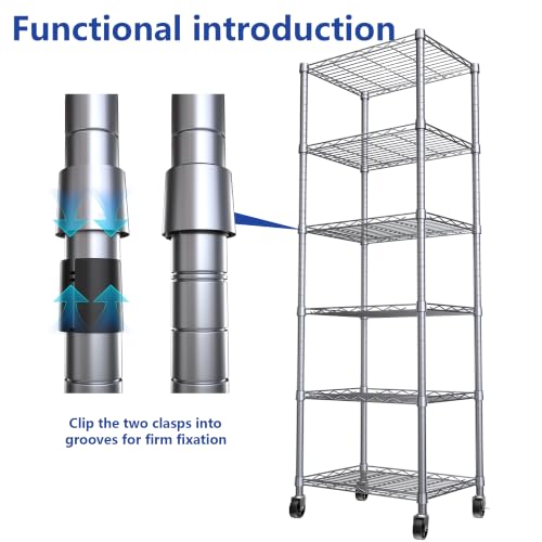 6 Wire Shelving Steel Storage Rack Adjustable Unit Shelves for Laundry Bathroom Kitchen Pantry Closet