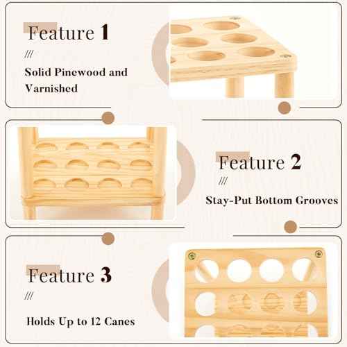 9 x 7 x 20 Walking Sticks Display Stand Wooden Cane Storage Rack Holder Room Home Equipment Storage Holder Organizer
