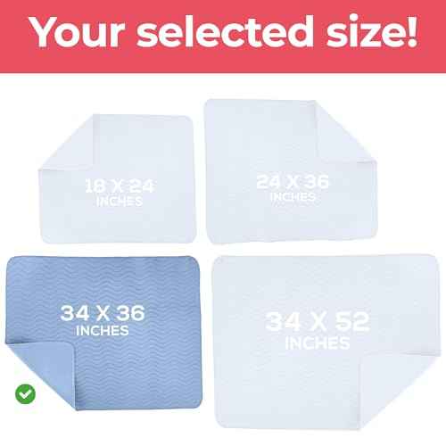 4 Pack Waterproof Reusable Heavy Absorbency Incontinence Bed Pads 34"x36" (4 Ounce)