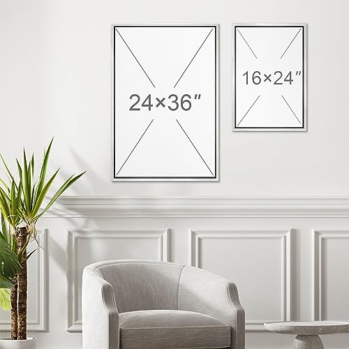 Framed Canvas Print Wall Art Black & White Geometric Paint Stroke Decor Abstract Nature Illustration Modern Art Decorative Multicolor Geometric Minimal for Bedroom