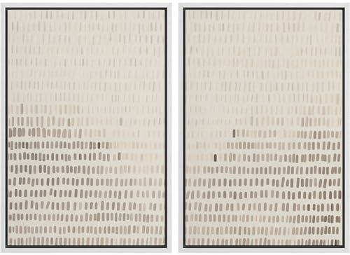 Framed Canvas Print Wall Art Neutral Abstract Dot Illustrations Modern Art Decorative Bohemian Colorful Chic for Living Room