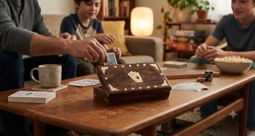 Wooden Playing Card Holder Deck Box Storage Case Organizer Includes Cards