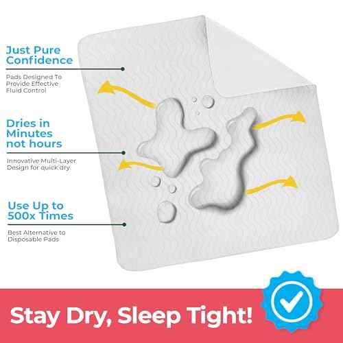 4 Pack Waterproof Reusable Heavy Absorbency Incontinence Bed Pads 34"x52" (4 Count)