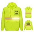 High Visibility Reflective Safety Hoodie Jacket With Removable Sleeves Hi Vis Outdoor Protective Workwear Unisex