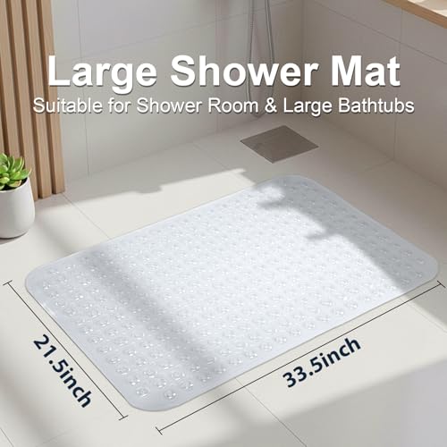 Large Shower Mat Bathtub Mat Bath Mat Non Slip Clear 21.5"x33.5"